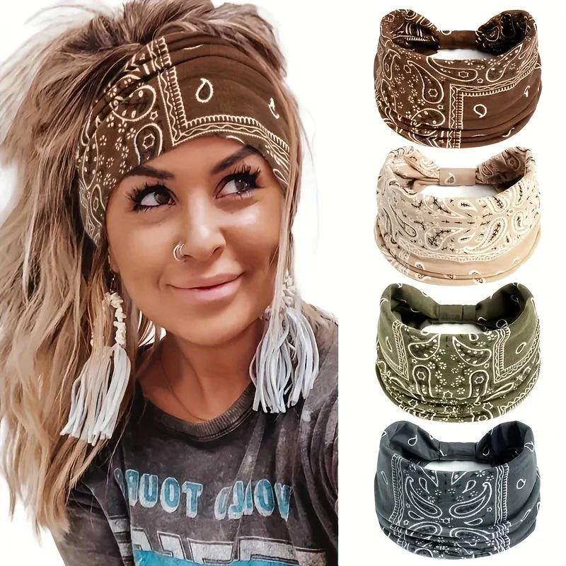 

4pcs Set Of European And American Yoga Headband, Sweat Wicking And Elastic, Women's Headwear And Hair Accessories