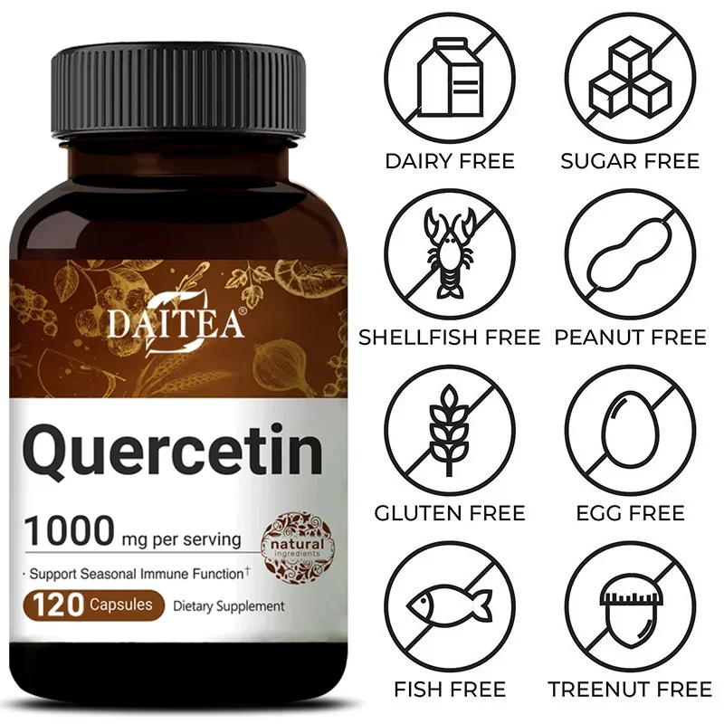 Quercetin Bioflavonoid Dietary Supplement 1000 Mg Immune Function, Cardiovascular, Antioxidant and Respiratory Health