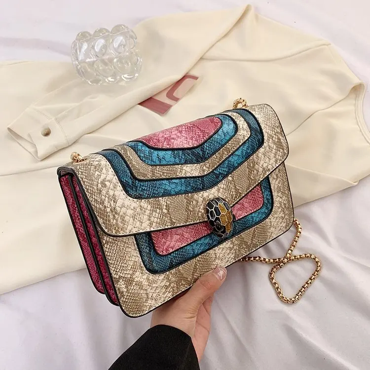 

Luxury 2025 Square Shoulder Bag - Trendy Two-Tone Chain Purse, Convertible Casual/Work Bag
