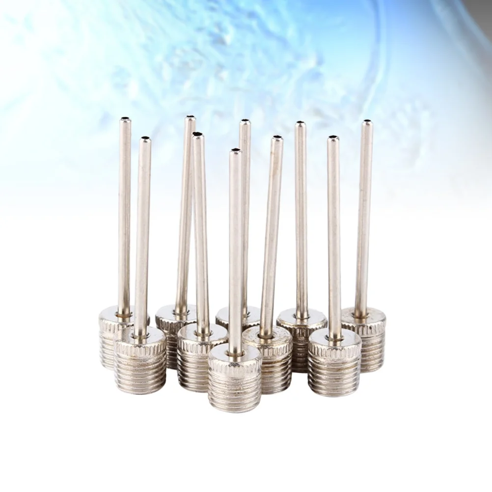 Aguja de inflado para pelotas, baloncesto, fútbol, adaptador de bomba duradero a prueba de fugas de alta presión, aguja de inflado plateada, 12 Uds.