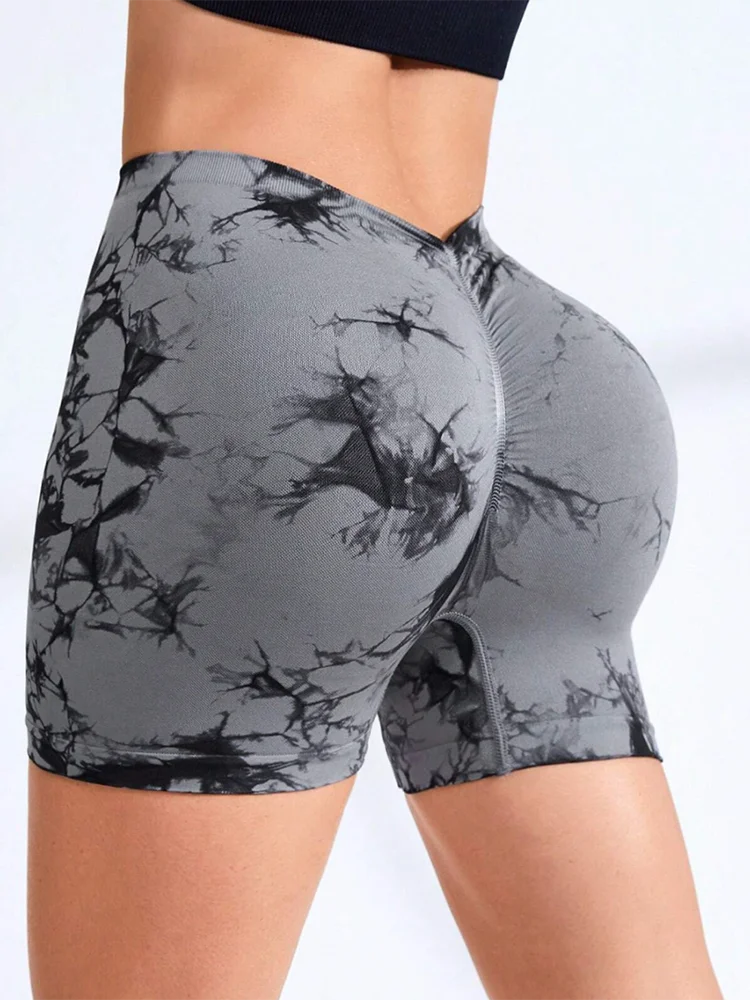 FITTOO Women V Back Shorts Cross High Waist Scrunch Butt Booty Leggings Workout Athletic Gym Cargo Bottoms Sexy Female Clothing