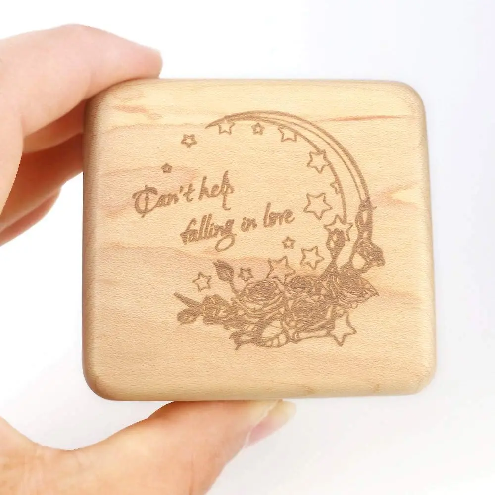 SOFTALK Can't help falling in love Mini Photo Customizable Maple wood Music Box Birthday, Christmas, Valentine's Day Gifts