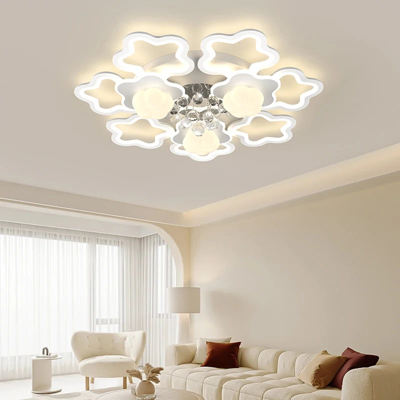 Living Room Lamp Ceiling Lamp Simple Modern Cream Style Pumpkin Light Luxury Crystal Net Red 2024 New Whole House Lamps