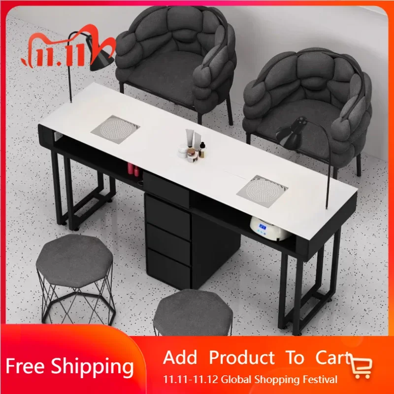 

Equipment Drawer Nail Table Vacuum Black Polish Nordic Nail Tables Supplies Designer Ergonomic Tavolo Manicure Trendy Furniture