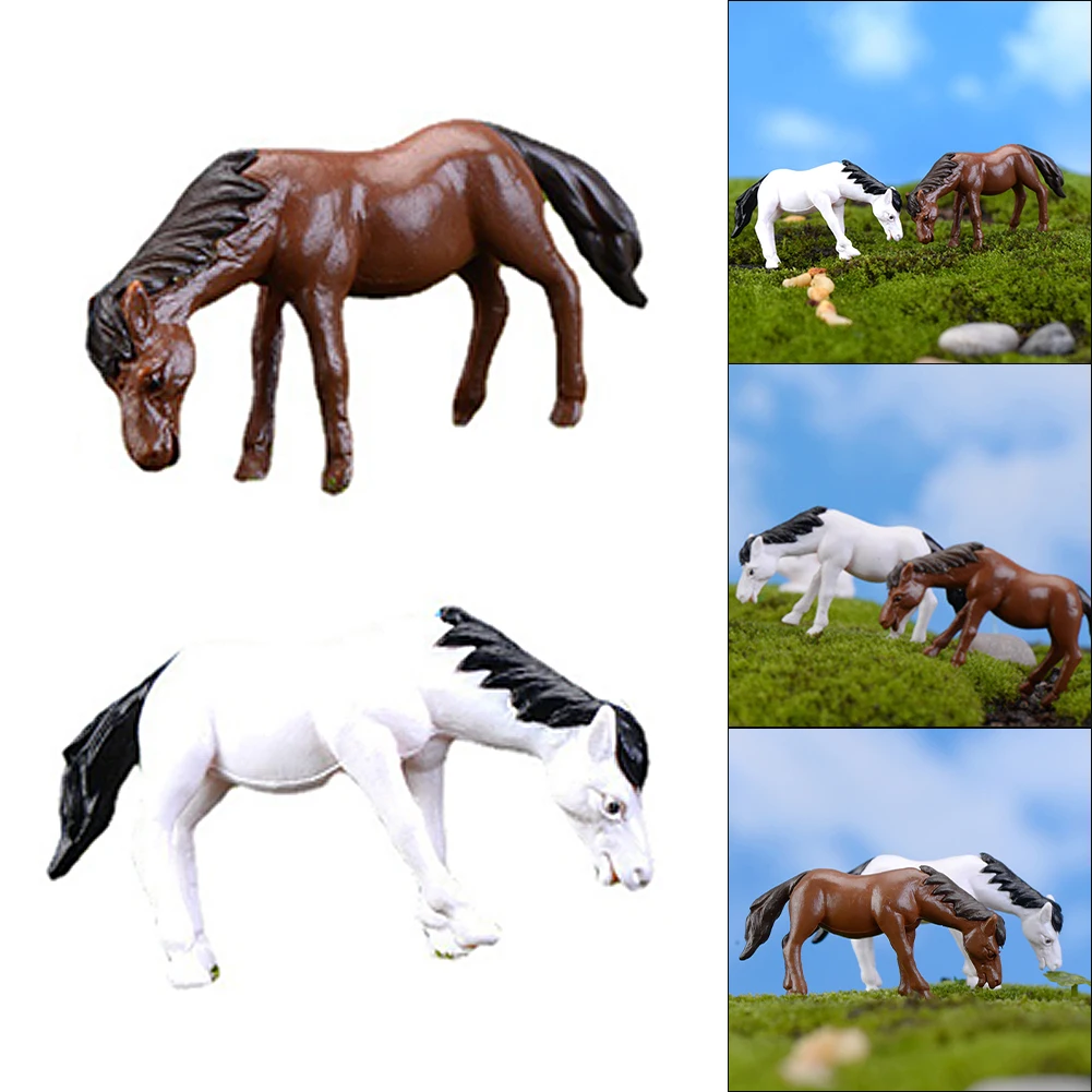 Simulation Steed Pony Horse Garden Figures Doll Moss Micro Landscape Decoration Building Landscape Micro Accessories Toys