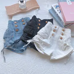 Pantaloncini da bambina estate fuori jeans da bambina 2023 trend pantaloni estivi per bambini da bambina sottili