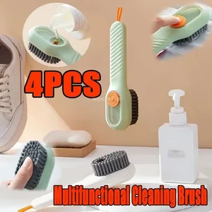 Liquid-Added Shoe Brush, Multifunctional Shoe Cleaning Brush Household Push-Type Liquid-Discharging Soft-Bristled Laundry