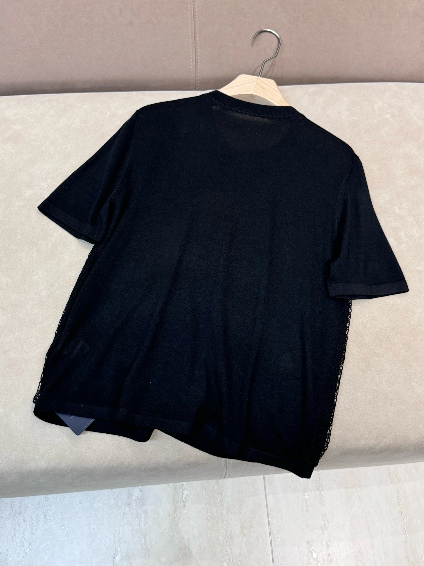 Silk Wool ort Sve T-irt Knitted Hollow out round Ne Casual Loose Fit Summer Women's Faion Basic  Color Top