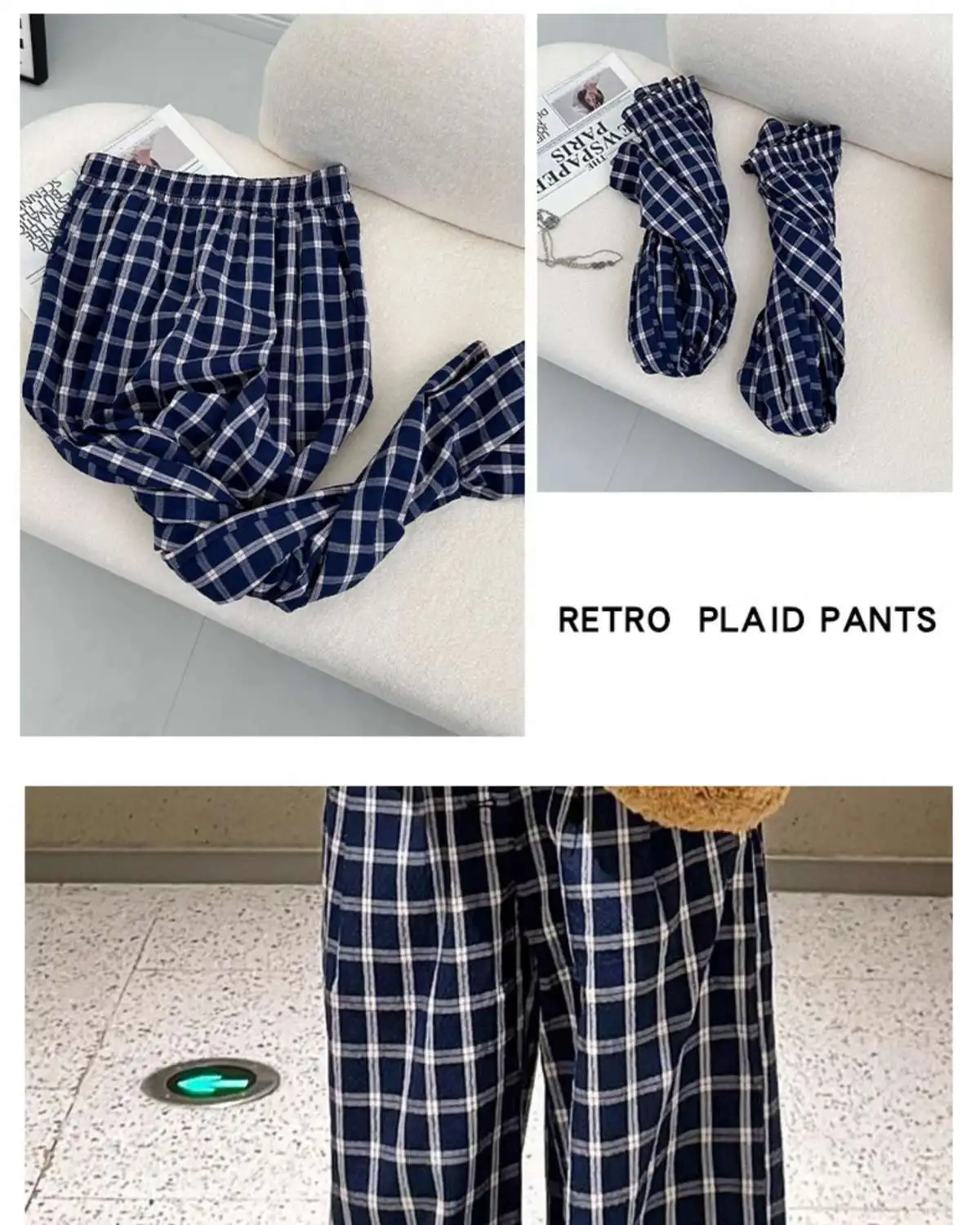 ワイドレッグパンツ バケーション レディース 秋 ポリエステル 高品質 アカデミア プロフェッショナル コーデュロイ チェック柄 ジャカード プレイド レディース ニット