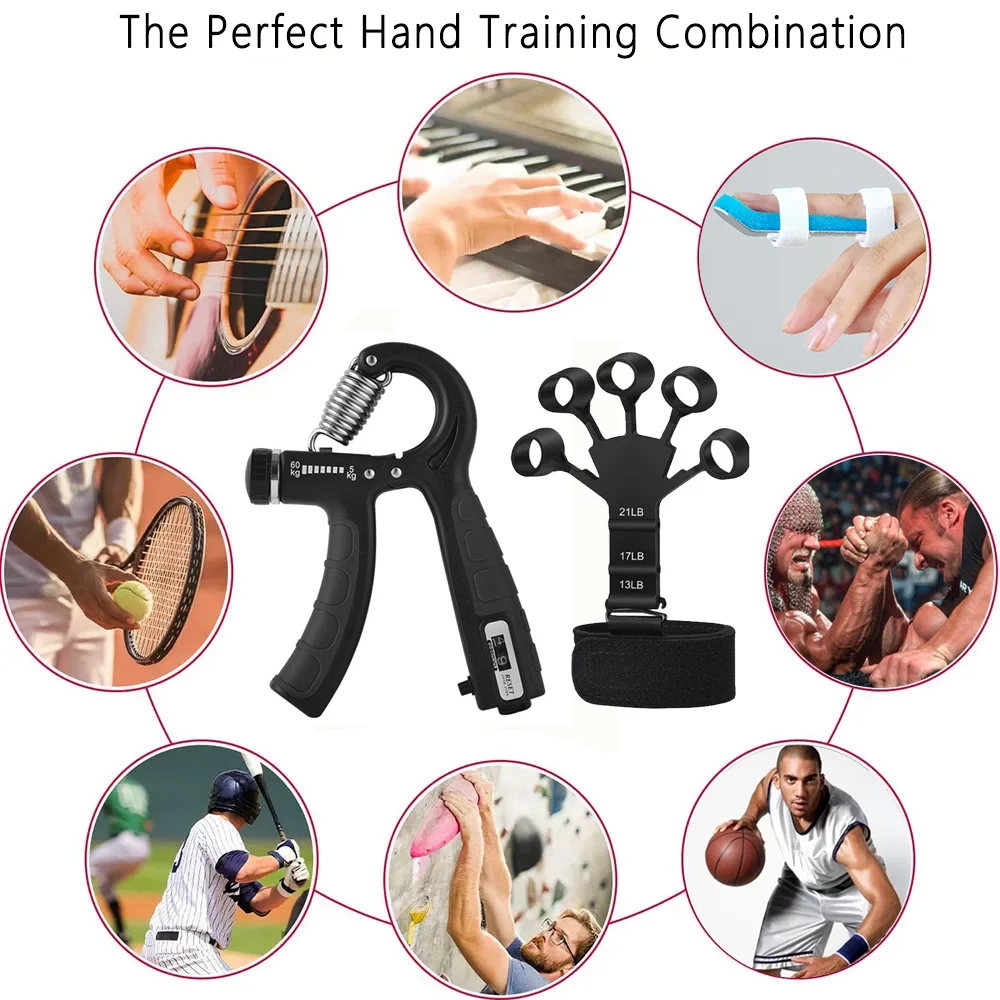 2 PCS Adjustable Hand Grips Strengthener Men Women Arm Finger Massager Expander Exercise Gym Fitness Training Wrist Gripper