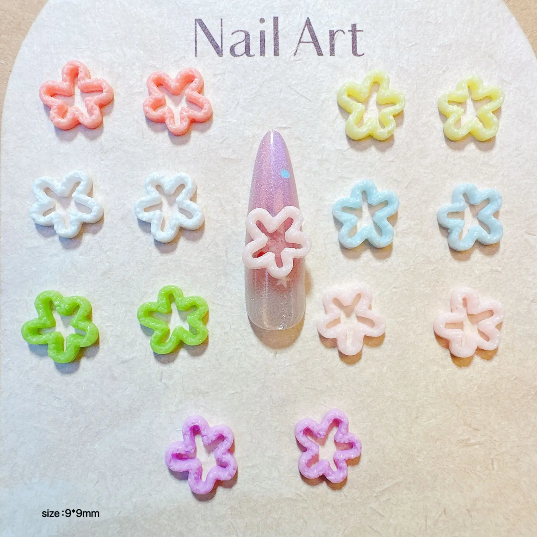 100Pcs Korean Hollow Flower Nail Charms - Macaron 3D Blossom Nail Art, Versatile Press-On Nail Decor for Manicures