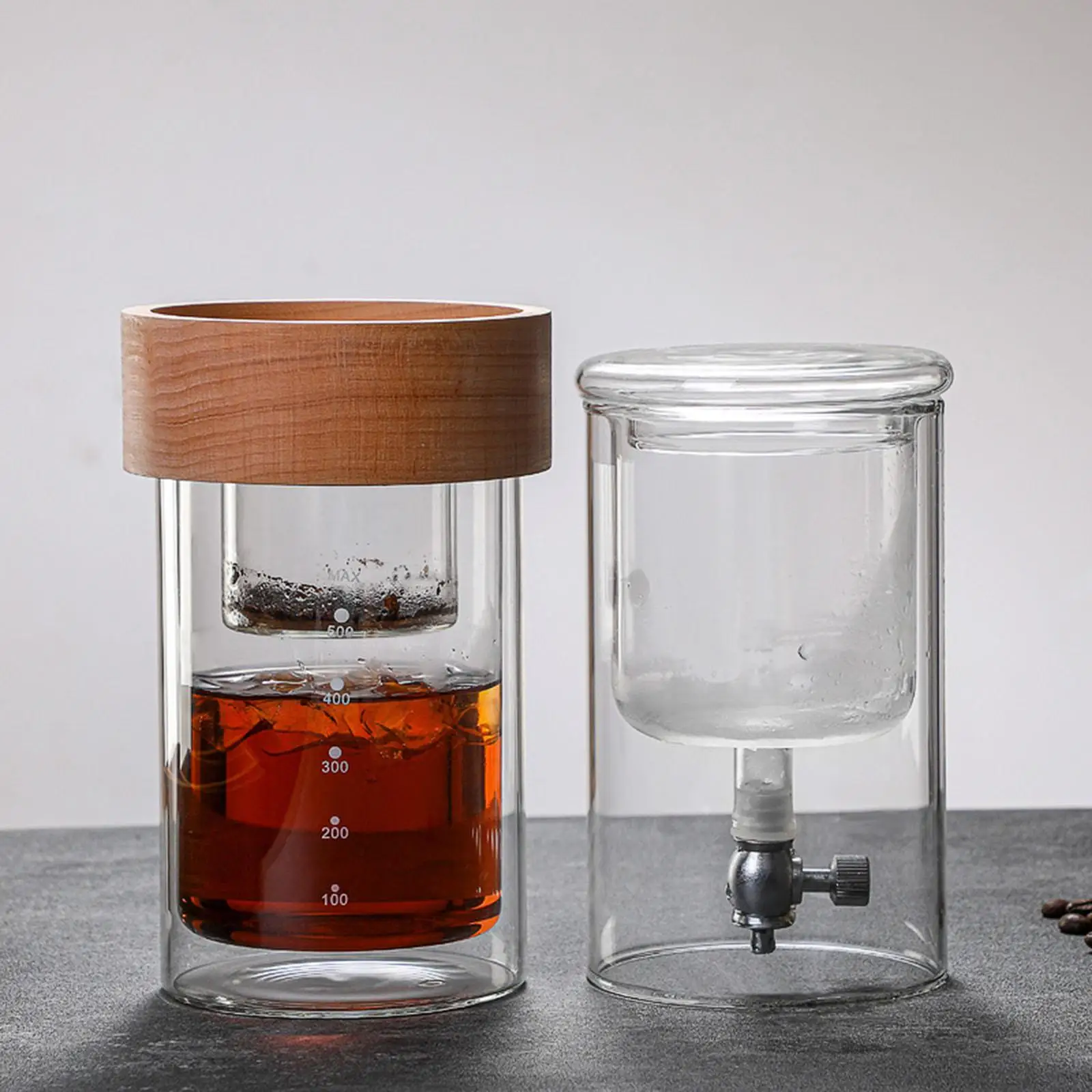 Glass Ice Drip Coffee Pot 500ml Coffee Mug Tea Coffee Kettle Portable Dripper Bottle Drip Pot for Travel