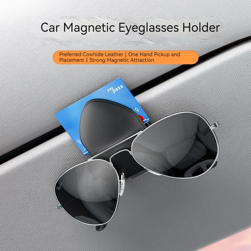 

Car Sun Visor Organizer Leather Sunglasses Holder Multi-functional Card Holder Storage Pocket Car Glasses Clip Auto Accessories