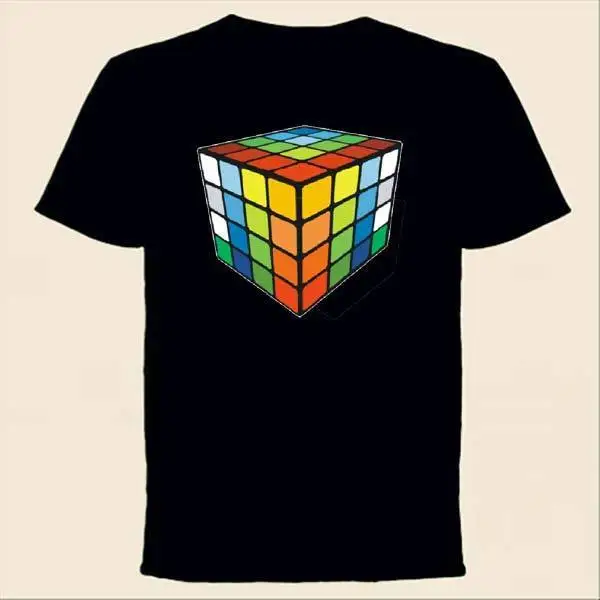 LED الصوت المنشط تضيء تي شيرت EL توهج المحملة رجل إمرأة فضفاض عادية كم قصير ملابس الحفلات الجدة الرسم تتجه #1