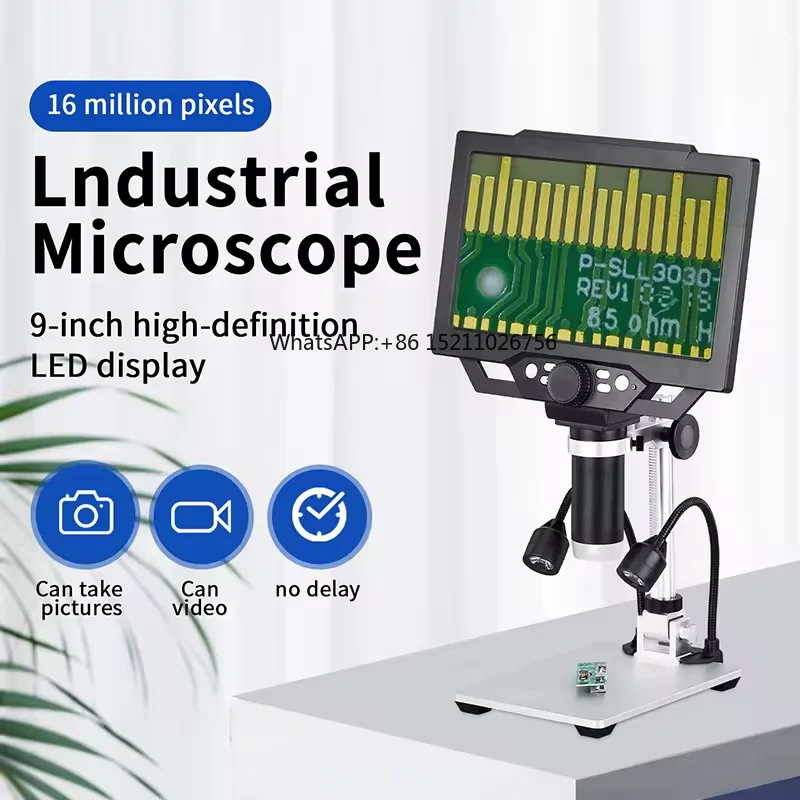 G1600 Electronic Digital Microscope 12MP 9 Inch Large Base LCD Display 1-1600X Continuous Amplification Magnifier Tool