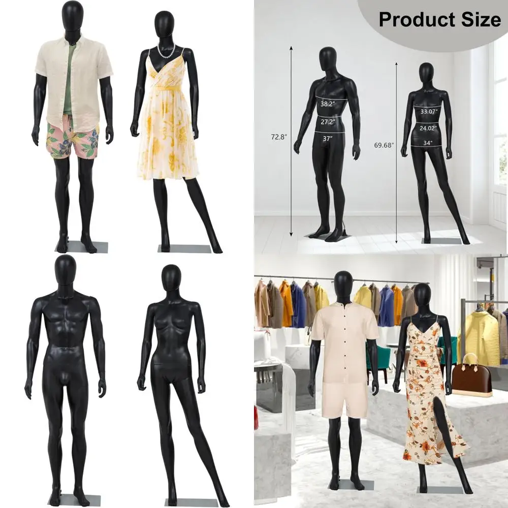 

Adjustable Full Body Mannequins - 2-Piece Set for Clothing Displays: Male and Female Mannequins with Stands
