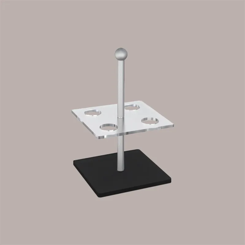 Black square base countertop ice cream cone holder with 4-hole essential ice cream tool