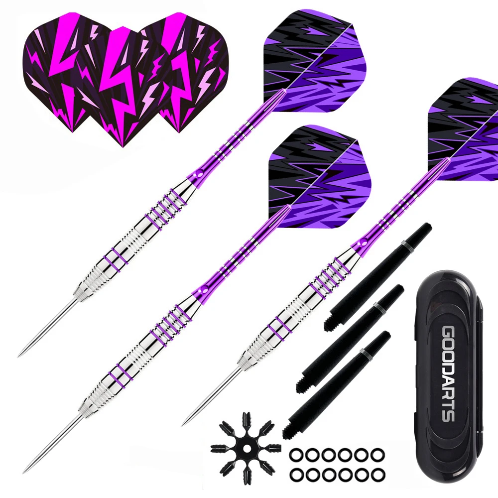 

Набор дротиков с металлическими наконечниками, профессиональный набор дротиков со стальными наконечниками, с дополнительными перьями и резиновыми кольцами для защиты перьев, для тренировок и соревнований