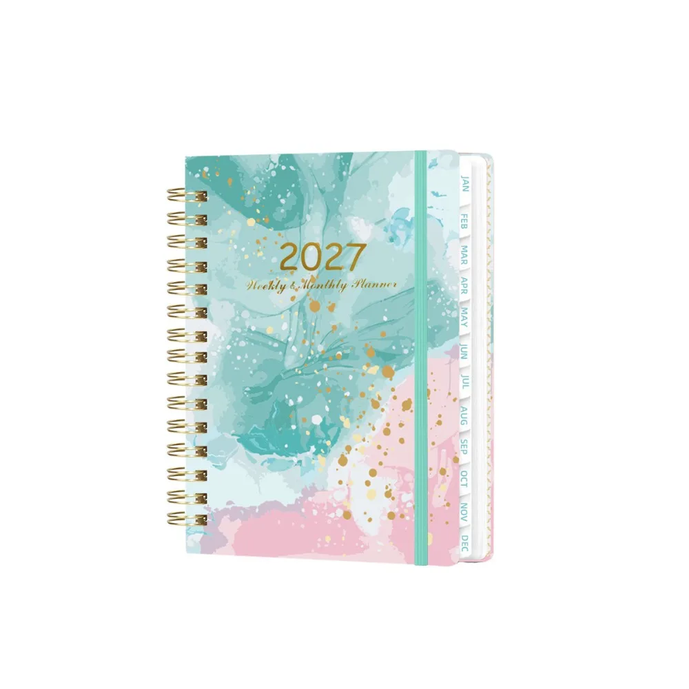 Portable Floral Pattern 2027 Schedule Book A5 To Do List Agenda Book Planner Reminder Textured PU Calendar Book Gift Giving