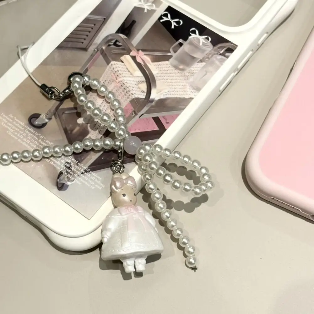 

Sanrio Bride Marroncream Pearl Chain Phone Strap Card Album Zipper Hanging Ornaments Keychain Decoration Girl Valentine Day Gift
