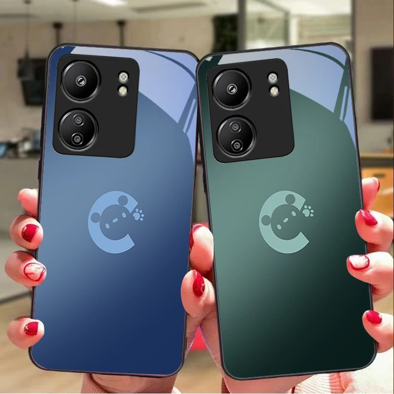 

Simple Bear Shadow For Xiaomi Redmi 13C Note13 12 Pro Plus 5G Note 9 13T Pro POCO X6 F5 F6 Black Tempered Glass Phone Case