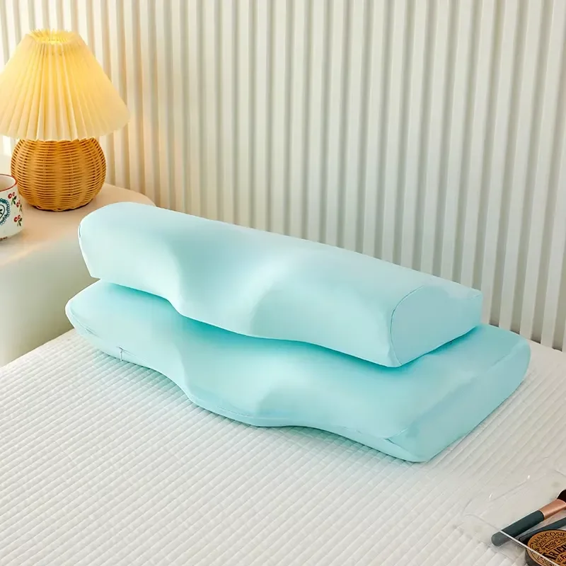 Butterfly Ergonomic Memory Cotton Pillow Slow Rebound Cervical Support Pillow - Blue
