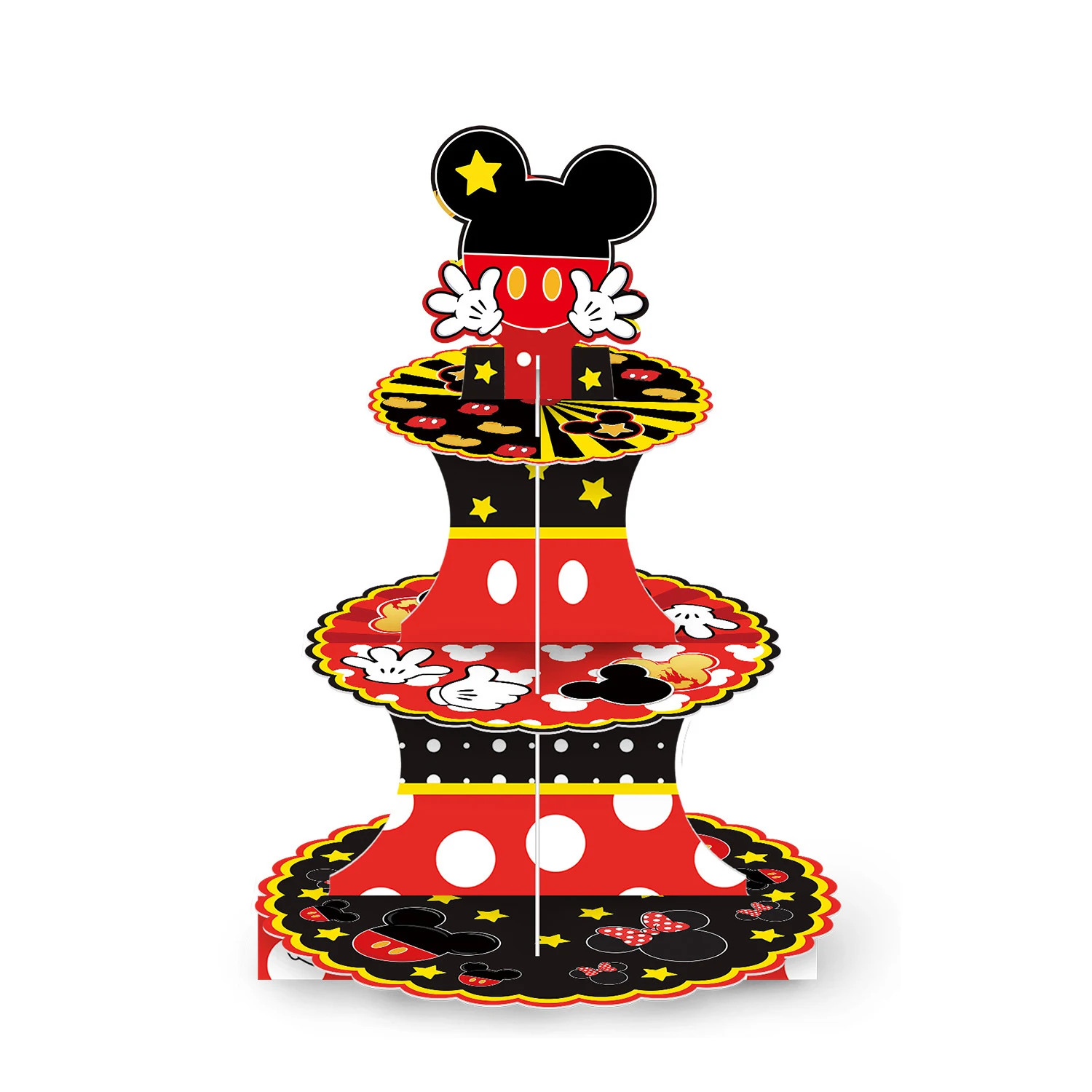 Soporte de pastel de Minnie de 3 niveles, estante de dibujos animados de Mickey, bandeja de postre, decoraciones de fiesta, escaparate de pastel,