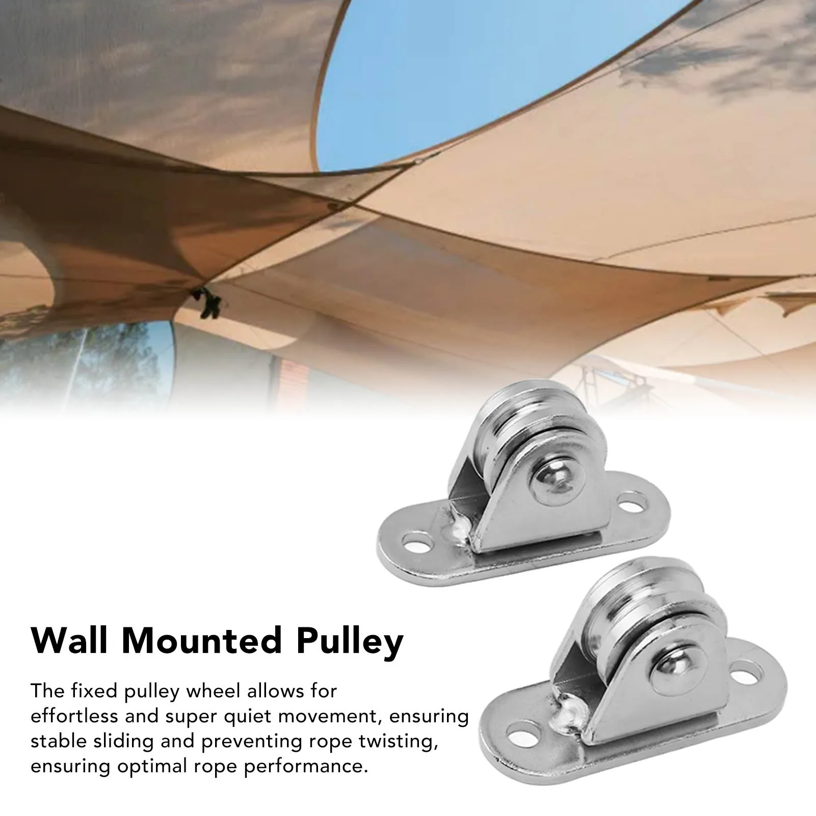 2pcs/4pcs Small Pulley Block Stainless Steel Silent Pulley Roller Wall Mounted Fixed Pulley for Wire Rope Rail Sliding Gate