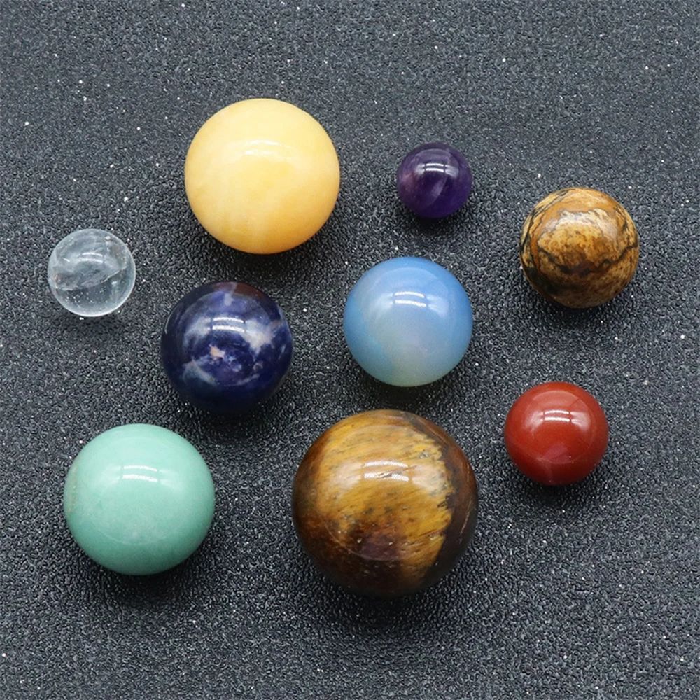 Solar System Natural Crystal Gemstones Set 9 Planets Sphere Ball Stone Galaxy Model Ornaments Gift Home Office Decor image 4