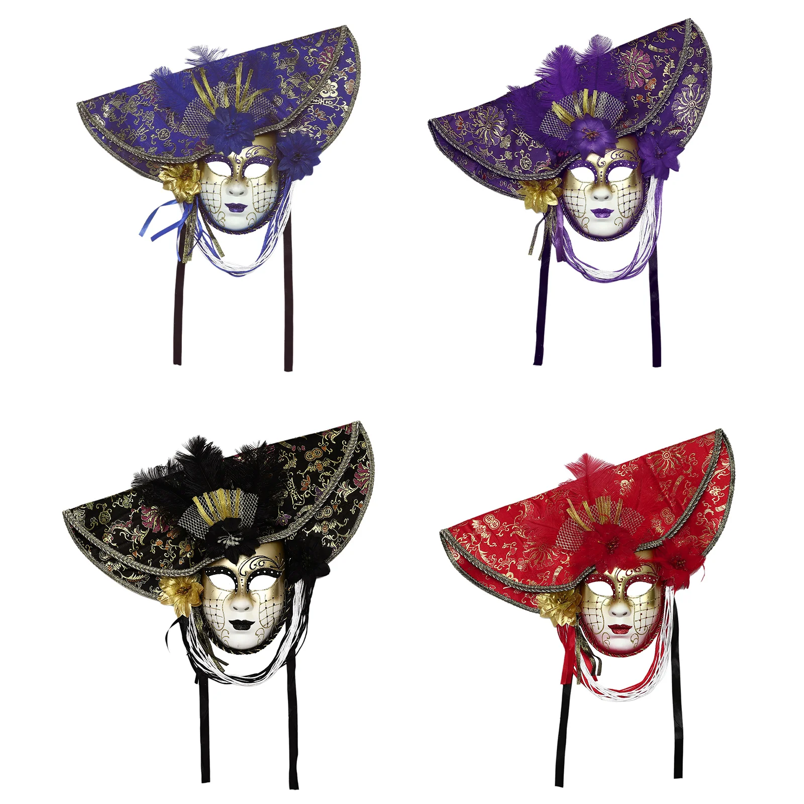 Artistic Mask Women's Handmade Dance Props Personality Full Face Retro Venetian Mask Half Face Men Mask