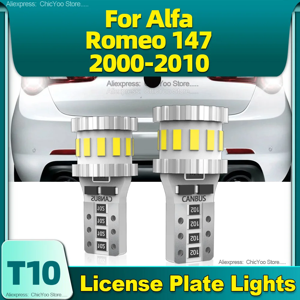 W5W T10 Led Bulbs Canbus 6000K Car  License Plate Light For Alfa Romeo 147 2000 2001 2002 2003 2004 2005 2006 2007 2008 20092010