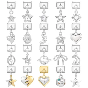 Edelstahl -Charmeperlen, Zirkon, Herz, Stern, Muschelanhänger, italienisches Armband, Schmuck, DIY, Großhandel, Mode, 9mm 8 Hauptverkaufsstar Ninja Steel - №1