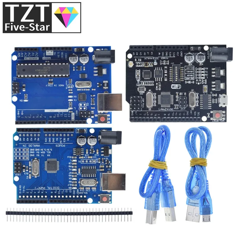 UNO R3 Official Box ATMEGA16U2 / UNO+WiFi R3 Original ATMEGA328P Chip CH340G For Arduino UNO R3 Development Board WeMos ESP8266