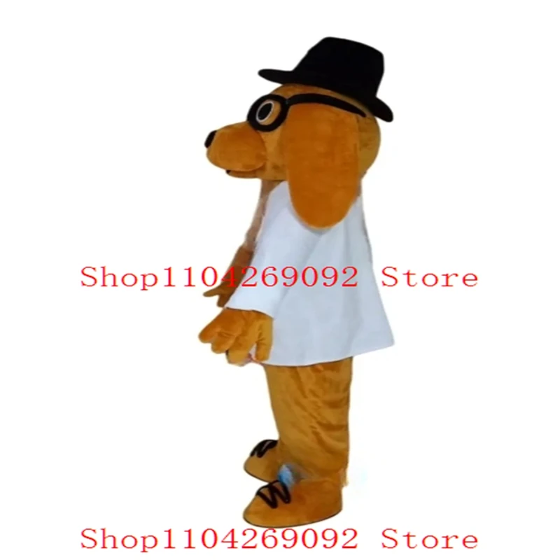 High Quality Brown Hound Dog Adult with Glasses Mascot Costume Cartoon Animal Cosplay Costume Adult Christmas Holiday family