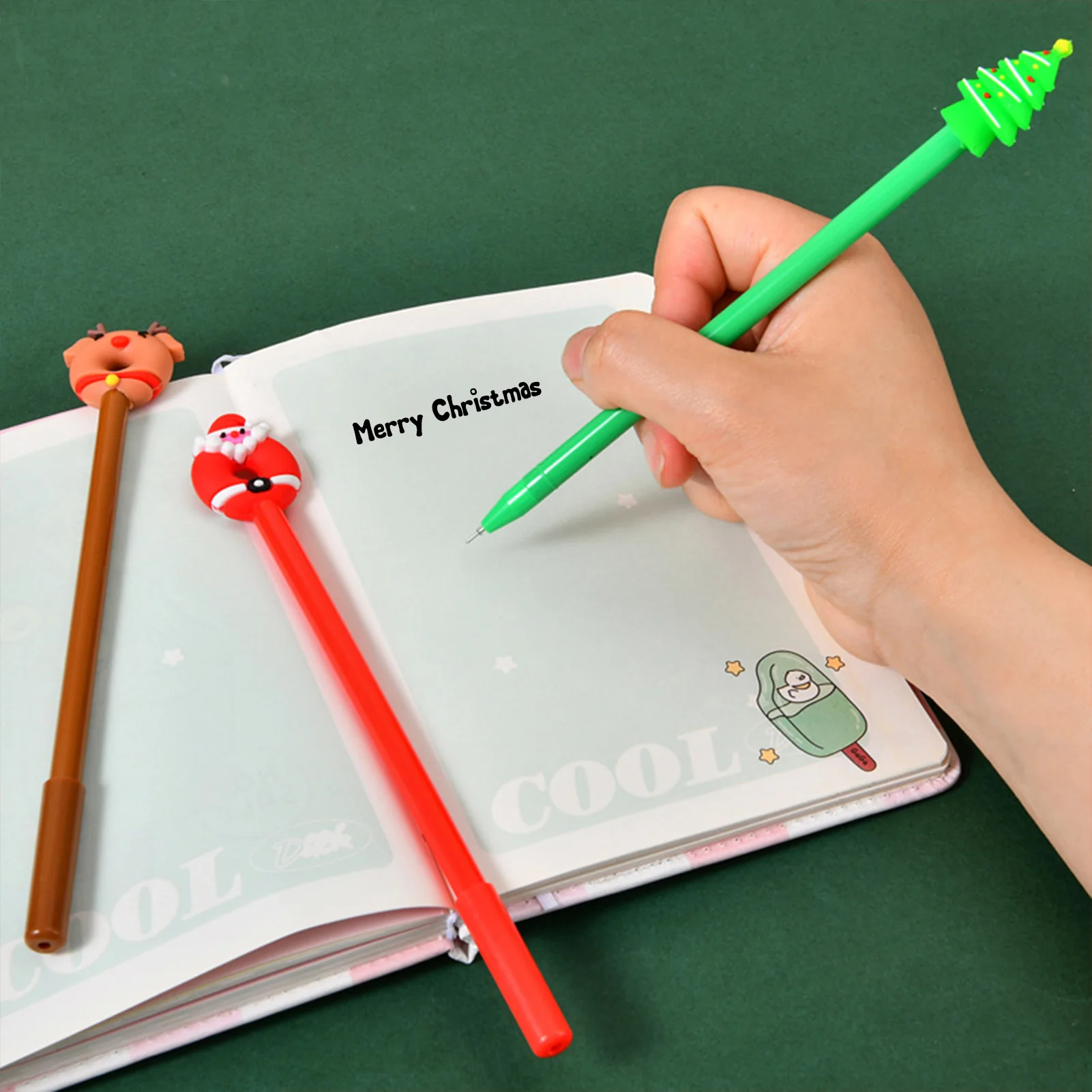 10/30/50pcs Kawaii Christmas Gel Pen 0.5mm Black Ink Cute Xmas Tree Reindeer Santa Snowman Neutral Pen School Office Stationary