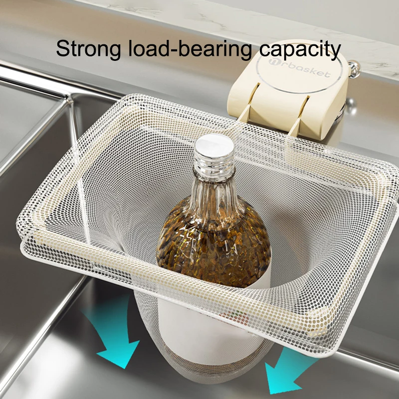 Drainage Sink Filter Rack Foldable Strainer Mesh Bag Stand Leftovers Garbage Net Shelf Anti-Clogging Disposable Kitchen Tools