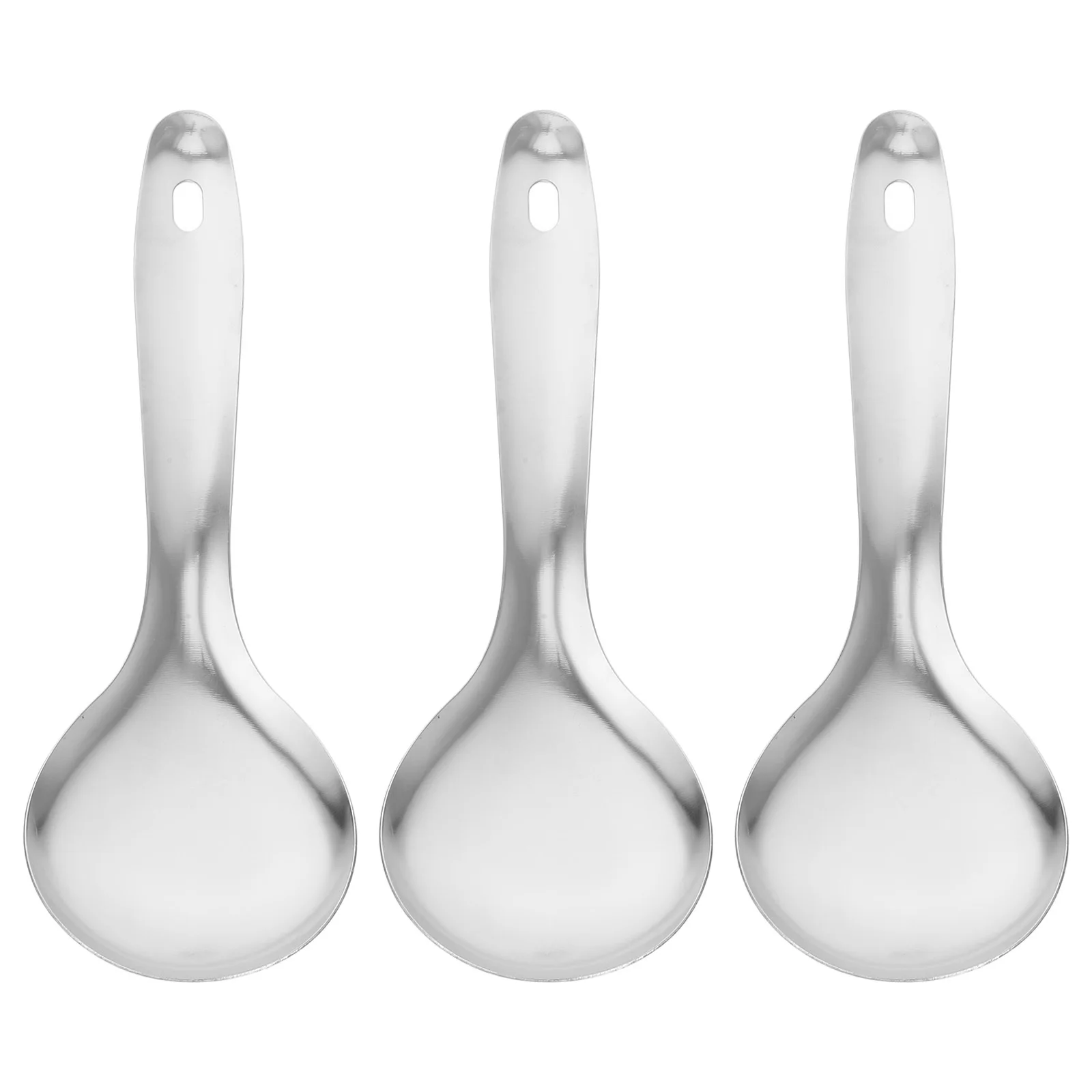 

3Pcs Stainless Steel Rice Spoon Humanized Handle Small Kitchen Cooking Tool Everyday Use Stainless Steel Rice Spoon
