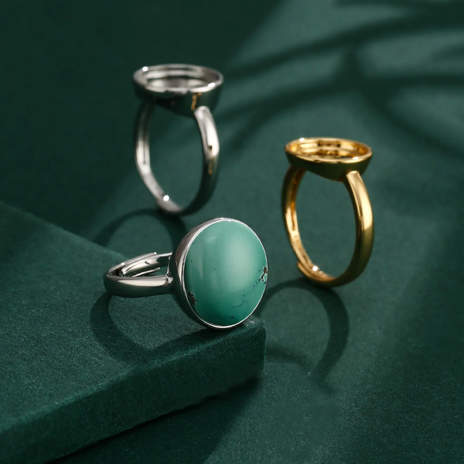 2Pcs/lot Adjustable Copper Ring Base with 7-19mm Round Cabochon Bezel Setting Blank for DIY Rings Jewelry for Women