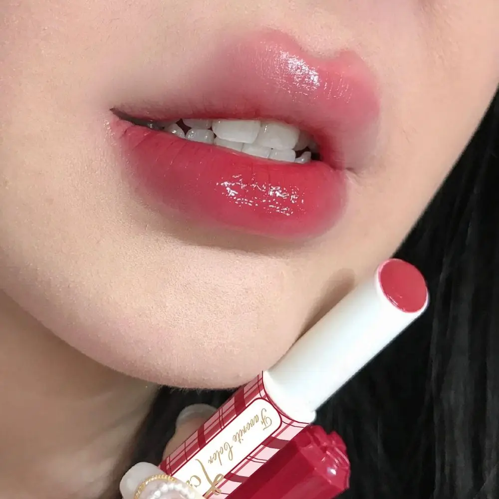 Portable Cute Bow Mirror Water Lip Gloss Moisturizing Waterproof Jelly Lipstick Long Lasting Translucent Lip Glaze Lip Makeup