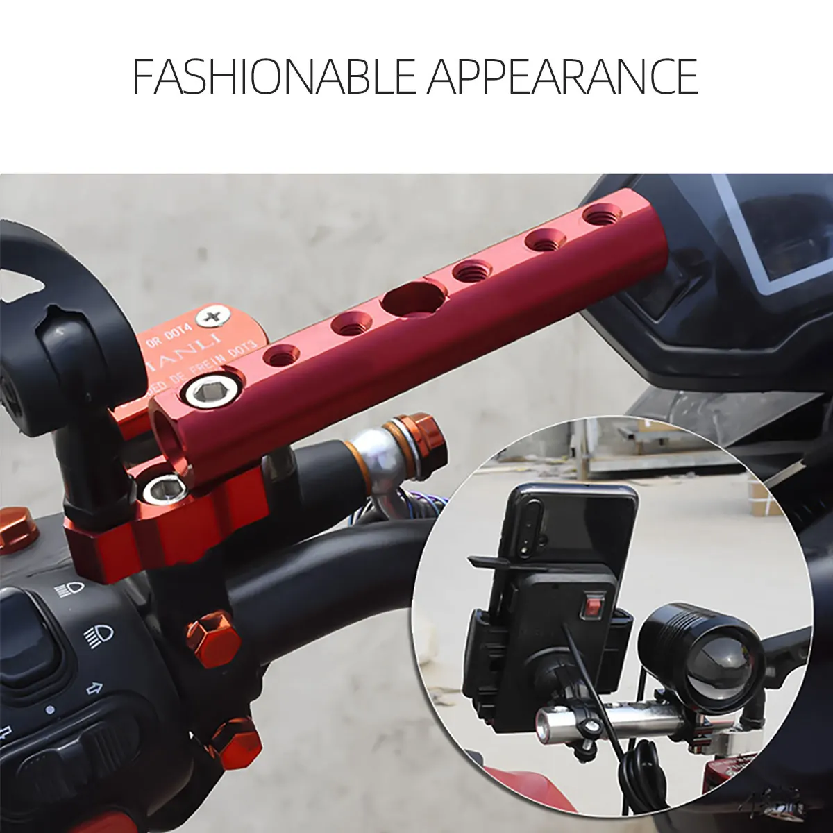 1 PCs Universal Mirror Mount Expansion Bracket for Motorcycles, Scooters and ATVs, Supports Cell Phone Holder Spotlights image 5