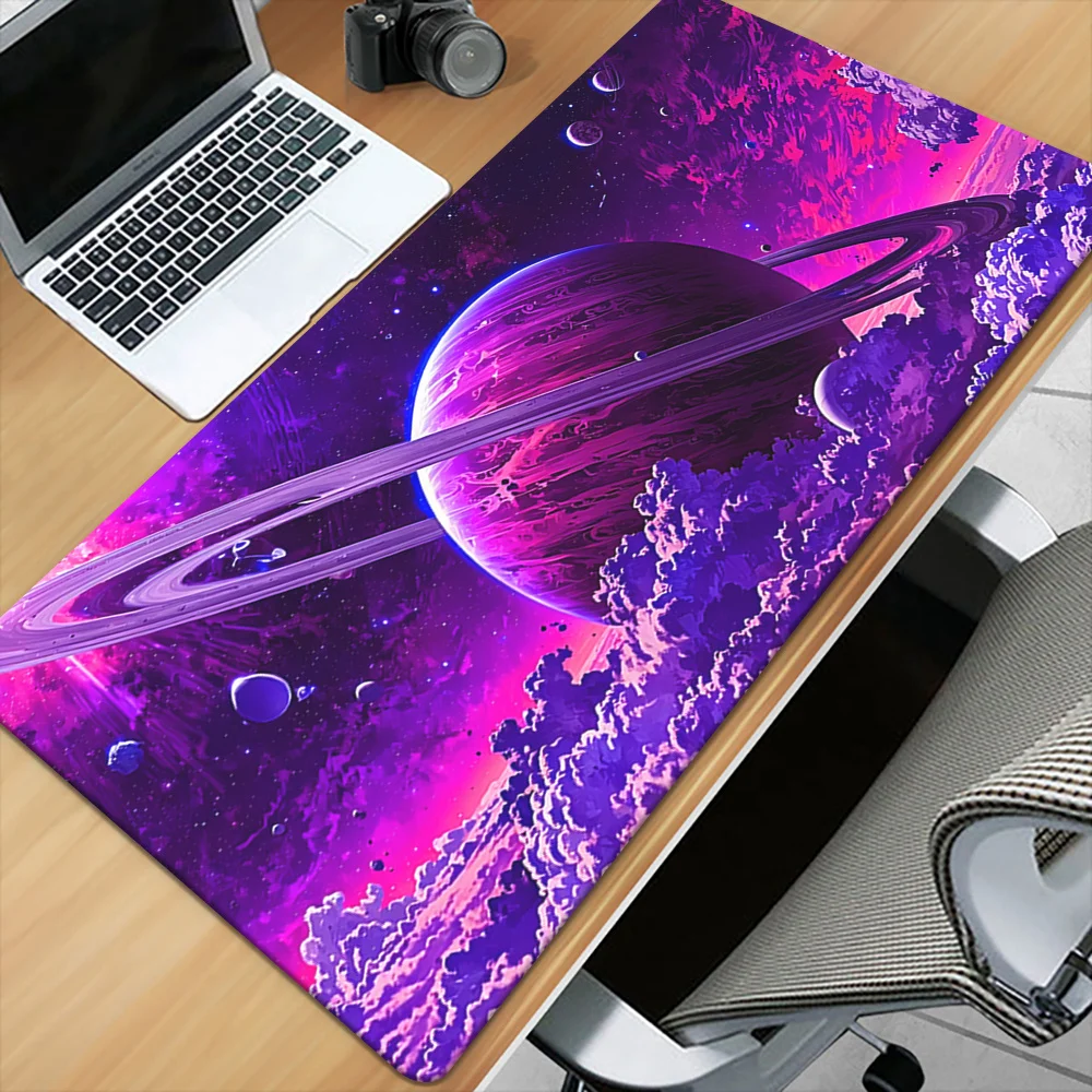 Brand Space Themed Rubber Mouse Pad XXL Purple Planet Stars Gaming Desk Mat Office Home Decor Durable Multi-Functional