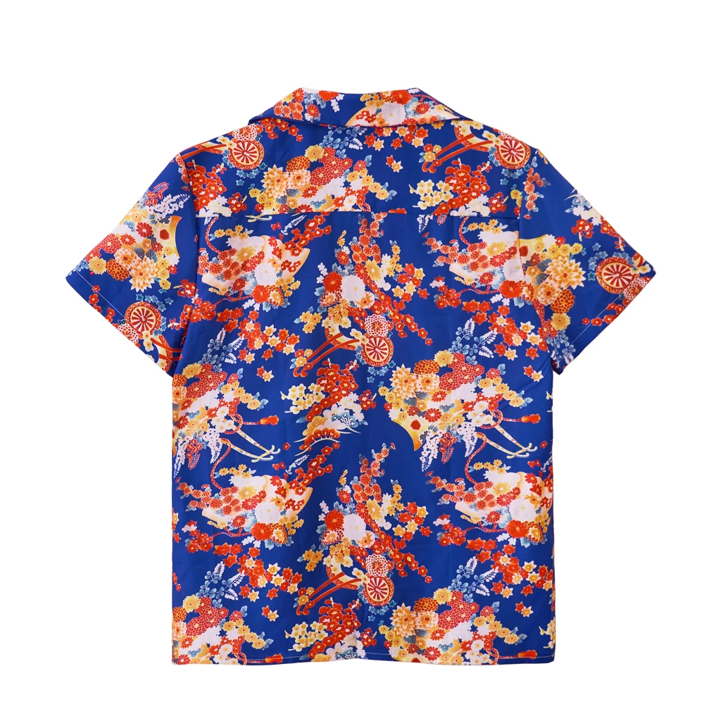 Romeo Cosplay Shirt Mens Hawaiian Shirt Men\'s 3D Print Summer Vacation Shirt Flower Button Short-Sleeve Casual Beach Tops