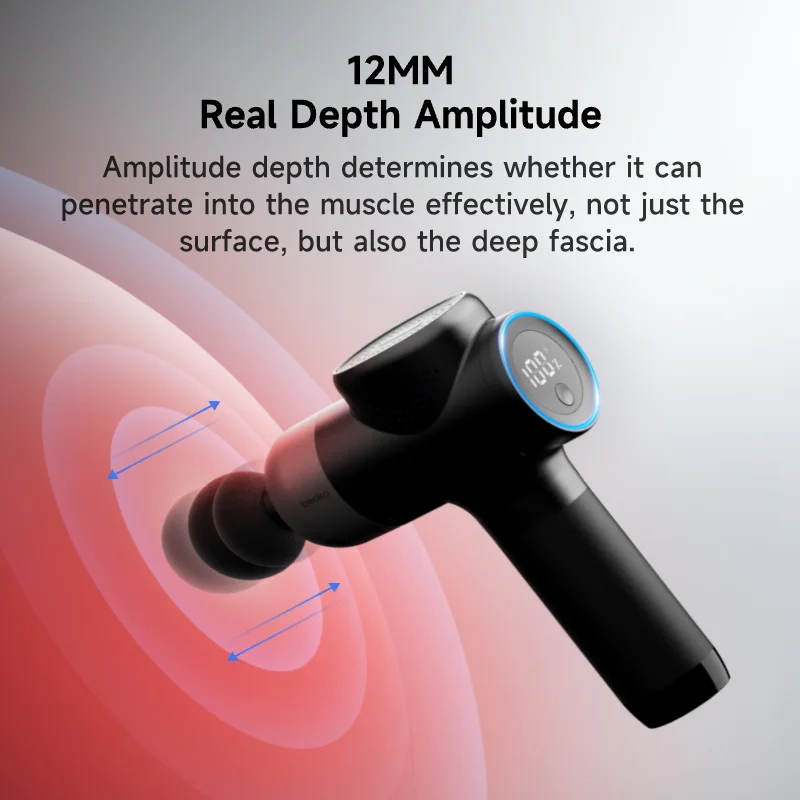Beoka Handheld Fascia Gun Powerful Deep Tissue Percussion LCD Touch Screen Hot Cold Body Neck Back Massage 5 Head Vibration Gun