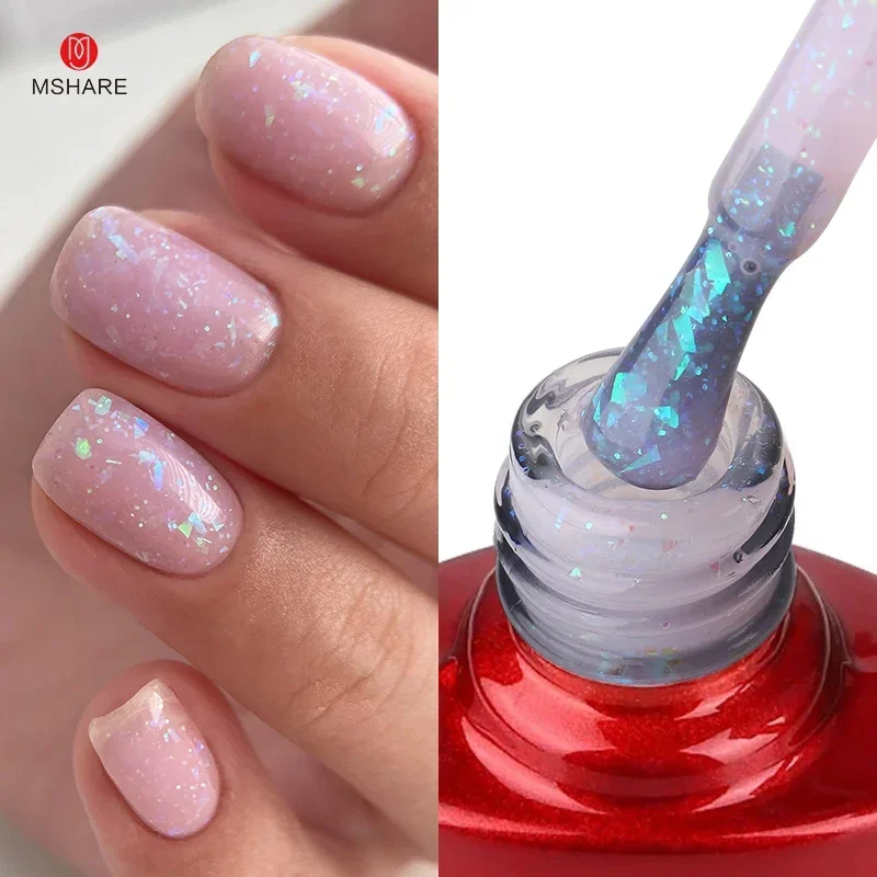 MSHARE Milchrosa Gummibasisgel Camouflage Color Coat Soak Off Nails Gels Lack Lack 10 ml UV-LED-Gel-Nagellack TPO-freies Gel