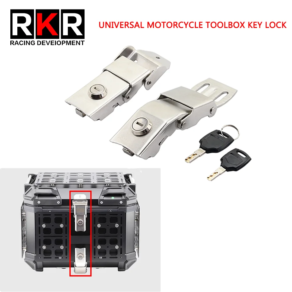 Universal Motorcycle Toolbox Key Lock Stainless Steel Trunk Upper Lower Locks Anti-theft Tail Box Lock Replacement Accessories