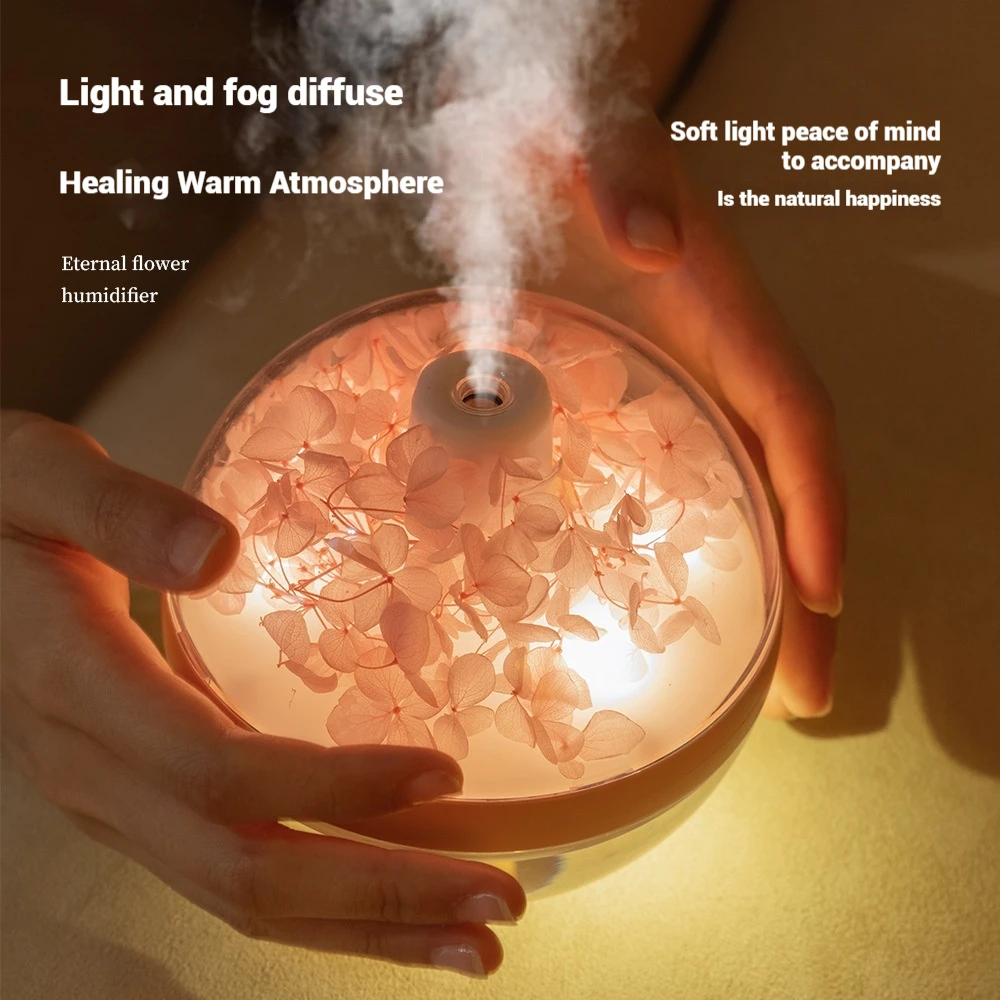 USB Humidifier with Eternal Rose Mood Light Mini Air Humidifier for Home Office Desk Creative Gift for Women Men Birthday