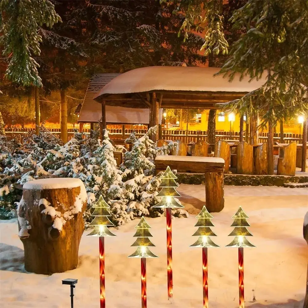 5Pcs/Set Snowflake Landscape Christmas Lights Red Tube Waterproof Christmas Tree Ground Lamp Decorative 8 Modes