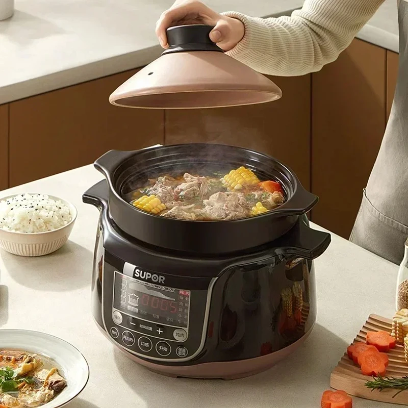 الفخار الكهربائية الحساء حساء المنزلية الحساء كوب خزفي كهربائي وعاء الصحة إناء للحساء وعاء عصيدة متعددة الوظائف