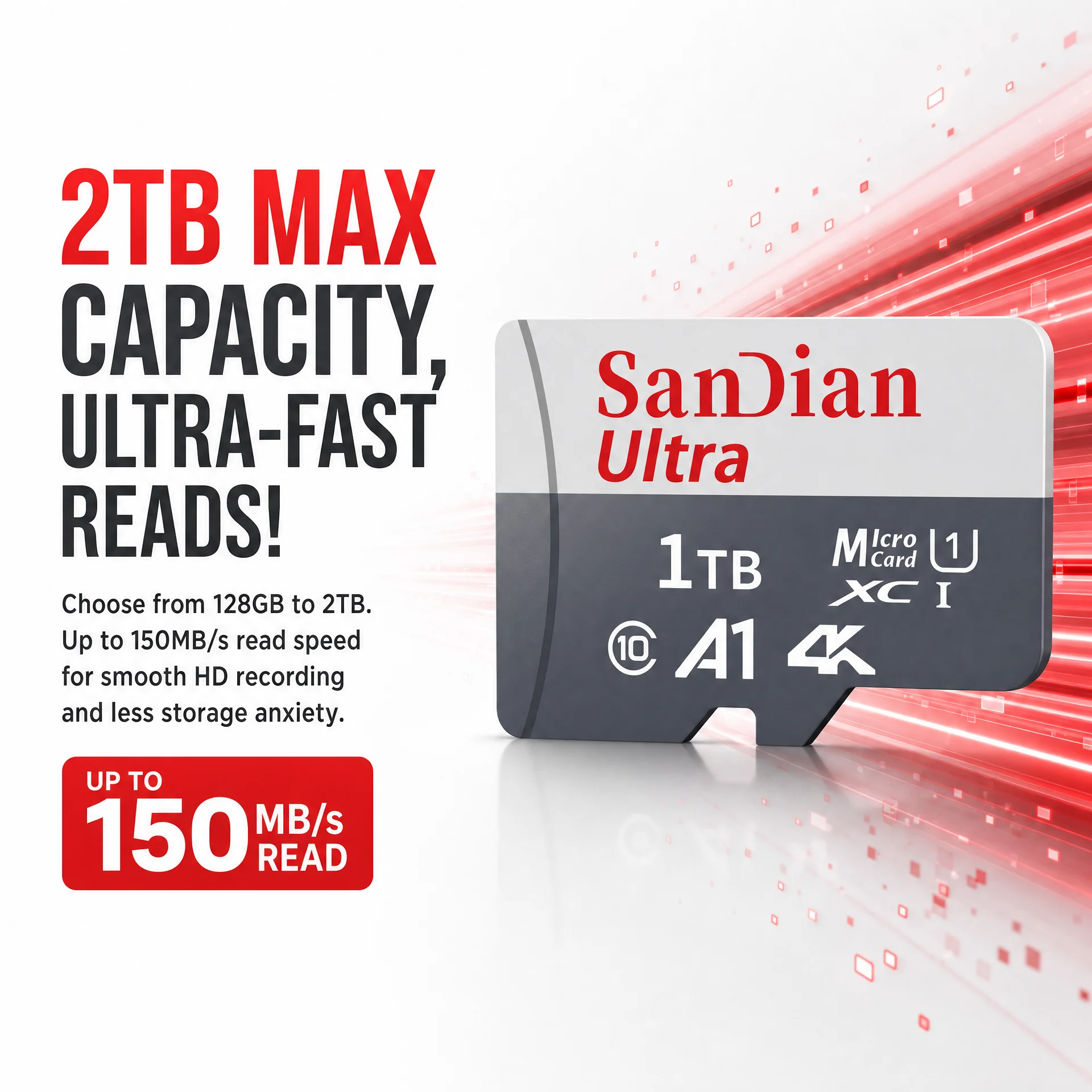 128GB 512GB U1 A1 Class 10 High Speed Micro SD Card 4K UHD with SD Adapter Reader for Drone Dash Cam Camera 2026