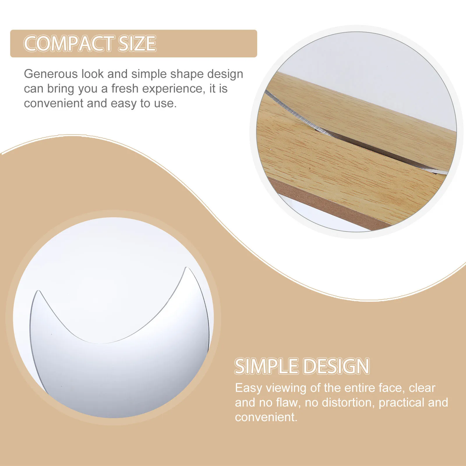 

Irregular Moon Shape Makeup Mirror Desktop Tabletop Acrylic Stand for Bedroom Vanity Decorative Home Portable Mirror